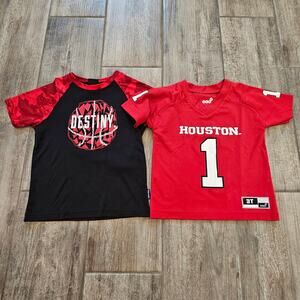 Boys Sports Athletic Shirts Lot of 2 Size 3T Red Black Houston Texas Basketball